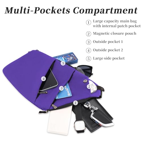 Image of Anti Theft Crossbody Bag,Sling Bag for Women Men,Multi-pocket Chest Shoulder Bag for Travel, Sport, Work