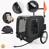 MY DUQUE – Chase 3-in-1 Hundefahrradanhänger bis 30 kg | Faltbarer Hundebuggy für Fahrräder | Inklusive Regenschutz und Anhängerkupplung | Hundewagen für Hundetransport | Schwarz