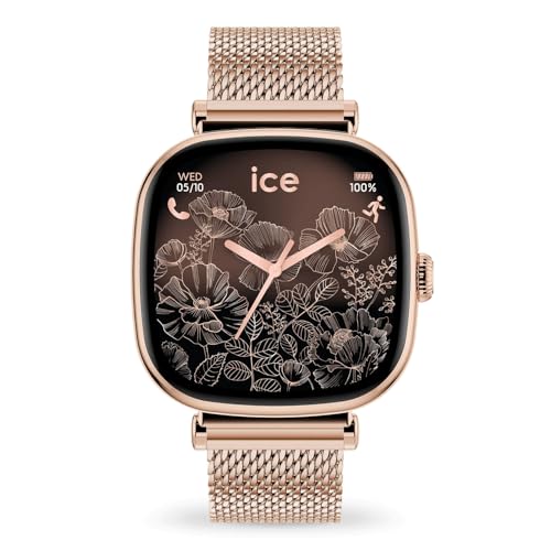 ICE-WATCH - Ice Smart 2.0 Rose-Gold Milanese - Montre connectée carrée Rose-Gold pour Femme avec Bracelet en Acier Inoxydable - 025233 (1.70 Pouces)