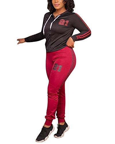 Sweat Suits for Women Sets - Plus Size Two Piece Outfits Long Sleeve Zipper Hoodie Jackets + High Waist Sweatpants 2 Pc Tracksuits Black 4X-Large