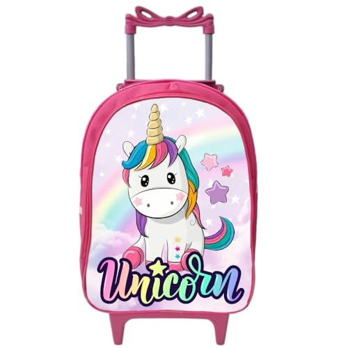 Mochila Escolar Rodinha Infantil Feminina Reforçada- Unicornio