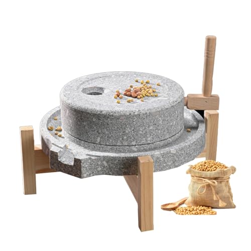 Manual Grain Wheat Flour Paste Stone Mill Grinder, Multi-Functional Grain Grinding Tool Wet Manual Bluestone Stone Millstone Used in Grind Dry and Wet Foods(25cm(9.8in))