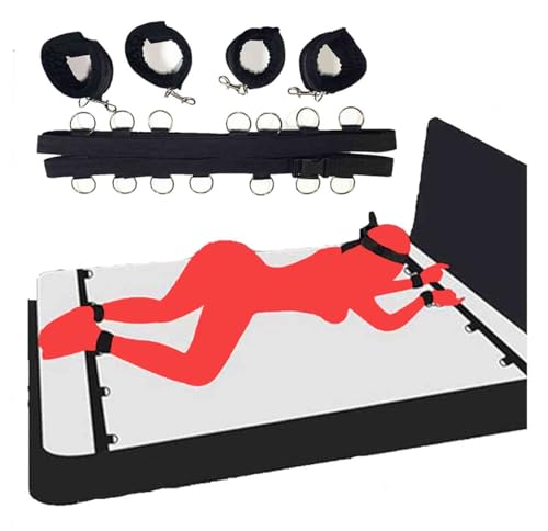 Bed Restraint Straps King Matress Adult Play Sex Ties for Ankles and Wrists Bar Queen Bed Adults Couples Sex Handcuffs and Restraints for Bed Set Bondaged Collars Sex Chain Cuffs for Bedroom Sweater