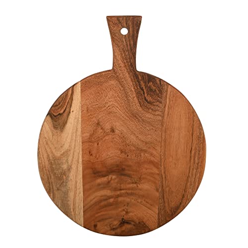Golden Bird Round with Handle Acacia Wood Cutting Board – Wooden Kitchen Chopping Boards for Meat, Cheese, Bread, Vegetables &Fruits- Knife Friendly Kitchen Butcher Block