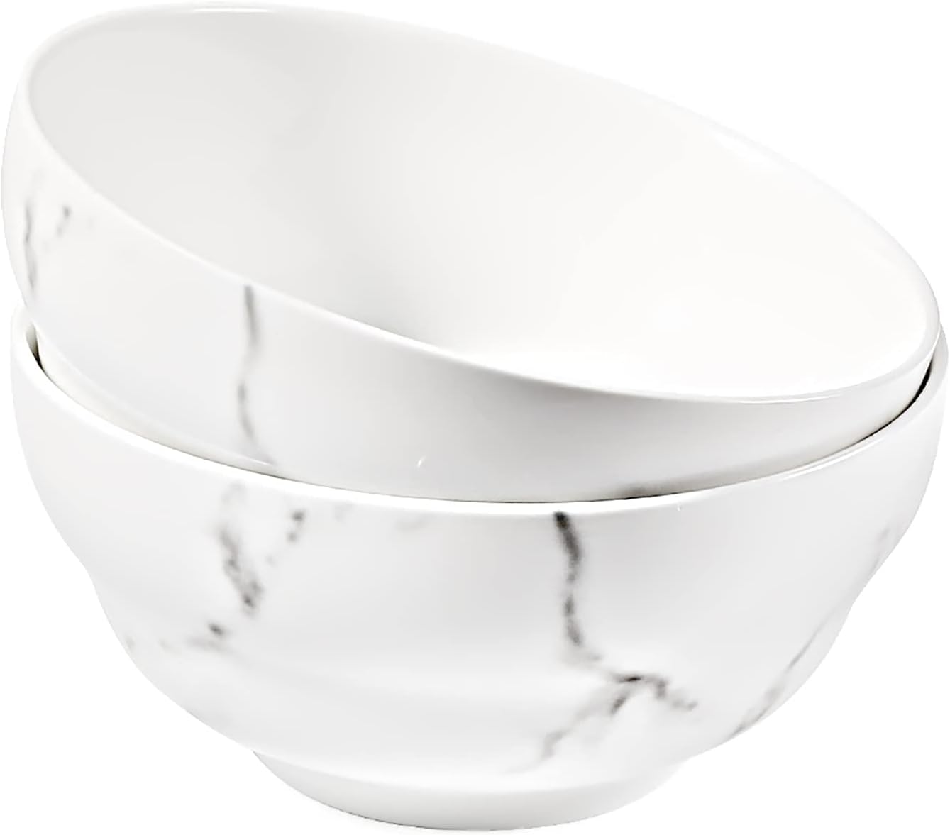 77L Porcelain Soup Bowls, Set of 2 - 13.51 FL OZ (400 ML) White Ceramic Soup / Cereal Bowls, Marble Serving Bowls Set for Soup, Ice Cream, Cereal, Salad, Pasta (5.17 Inches Diameter)