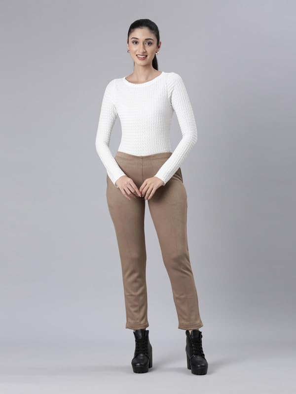 Image of GO COLORS Solid Ultra Warm Kurti Pant for Women | Mid Rise, Warm tech