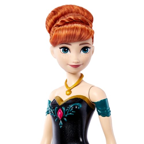 Mattel Disney La Reine des Neiges Poupée Anna Chantante, Tenue Du Film Inclue, Chante « Libérée, délivrée », Version Française, À Collectionner, Jouet pour Enfant de 3 ans et Plus, HMG40