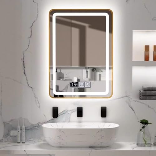 Miroir de salle de bain à LED tricolore variable et fonction antibuée