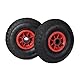 Relaxdays 2er Set Sackkarrenrad, 3.00-4, luftbereift, Ersatzrad mit Kunststofffelge, 260x85mm, Ø Achse 25mm, schwarz-rot