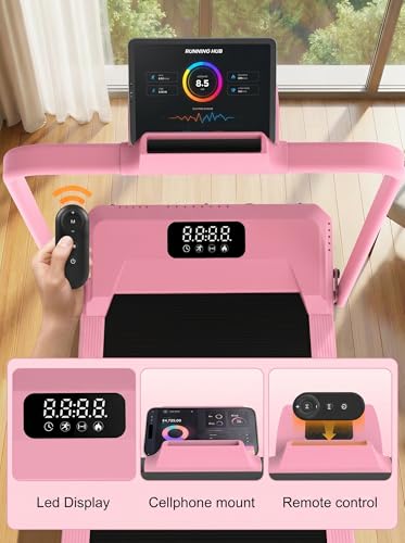 Image of ANCHEER Treadmill with 12% /15% Incline, Folding Walking Pad with Handle Bar, 320-450lb Capacity Under Desk Foldable 3.5HP Treadmills for Home /Office /Gym,Installation-Free