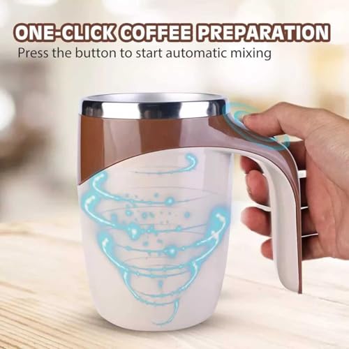 Self Stirring Cup,Electric Magnetic Stirring Cup,USB Rechargeable Shaker Cups,Suitable for hot cocoa, coffee, lattes. (Brown)