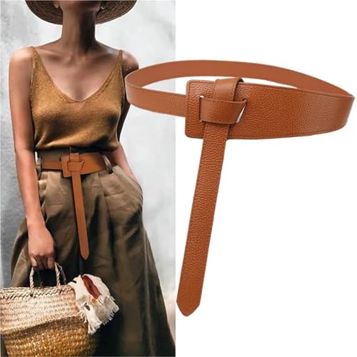 Decorative Belt Knotted Belts For Women Belt Lady Waistband Soft Leathe Waist Belt Straps Long Dress Coat Accessories for Country Concert Outfit(Black A)2