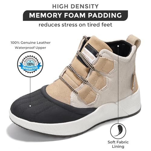 Project Cloud Waterproof Snow Boots for Women - Memory Foam Insole Non-Slip Womens Snow Boots & Winter Shoes with Shoe Lace - Lightweight Indoor Outdoor Shoes