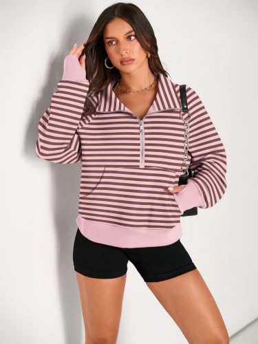 Image of AUTOMET Womens Sweatshirts Half Zip Fleece Pullover Fall Outfits | Fall Fashion Clothes 2026,Cropped Hoodies,Cute Y2k Tops,Quarter Zipper Sweater,Winter Loungwear Outfits