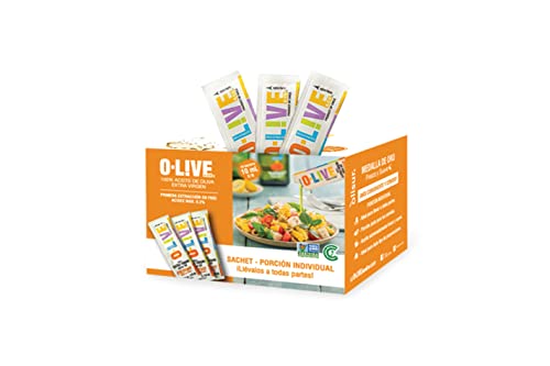 O-Live & Co. Premium Extra Virgin Olive Oil - Pack of 50 - Single Serve Sachets - Individual Travel Packets - Polyphenol Rich - 1 Origin - Cold Pressed - On-The-Go - Salad Dressing - Non-GMO