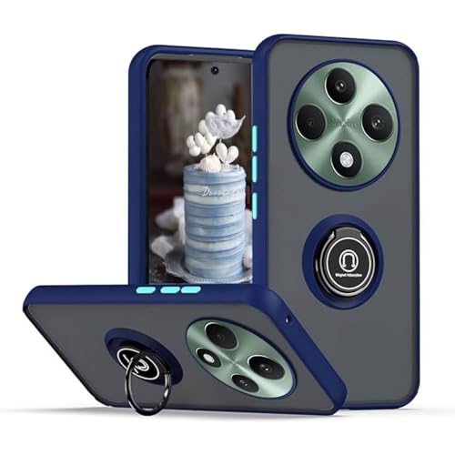 Custodia per Redmi 14C 4G POCO C75 6.88 Inches Cover per Cellulare Opaco Trasparente con Supporto ad Anello - Reale silicone blu