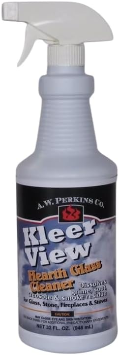 The Chimney Shop AW Perkins Krystal Kleer Glass & Hearth Cleaner – Brick, Stone, & Fireplace Cleaning Solution (32 fl. oz.) - Made In USA