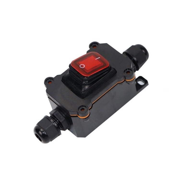 Switian 1 PCS Inline Cord Switch DPST 12V-24V 20A, IP65 Waterproof On-Off with Red Light Buttons, Two-Side Entry Exit Line