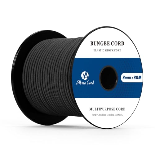 Abma Cord Gummiseil Expanderseil 3mm 30M Gummischnur UV Beständig Planenseil 100% Dehnung Spannseil für Plane Anhängerplane Sonnensegel Zelte Banner - Schwarz