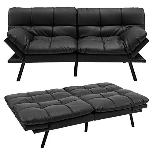 COSTWAY Klappbares Schlafsofa, Sofa mit Schlaffunktion, umwandelbares Schlafcouch mit Verstellbarer Rückenlehne, Bettsofa mit großer Liegefläche...