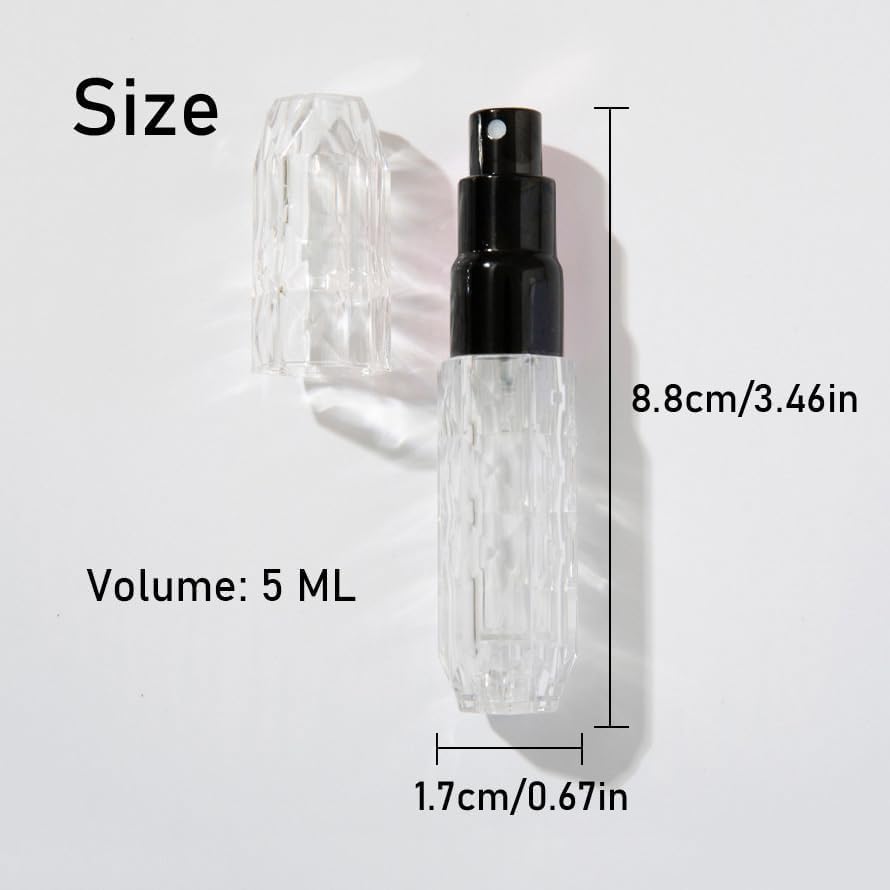 RZJZGZ 5ML Perfume Bottles Travel Sprayer 2Count Refillable Rhombic Perfume Dispenser Bottles, Portable travel bottle for Travel Trip Business (Pink+Silver)2