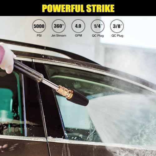 Turbo Nozzle Pressure Washer, 4000 PSI 360°Rotating Power Washer Nozzles (Max 5000 PSI) with 1/4” and 3/8” Quick Connect, 7 Pressure Washer Nozzle Tips for Concrete, Brick, Driveway(4.0 GPM) - Image 6