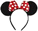 Price comparison product image Black With Red Bow & White Polka Dot Minnie Mouse Disney Fancy Dress Ears Head Band