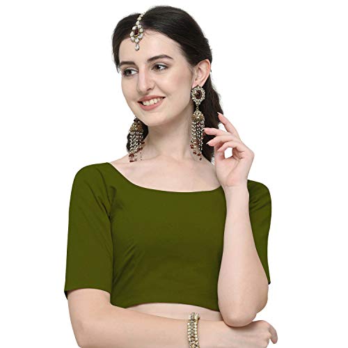 Image of Janasya Women's Plain Pure Cotton Stitched Blouse