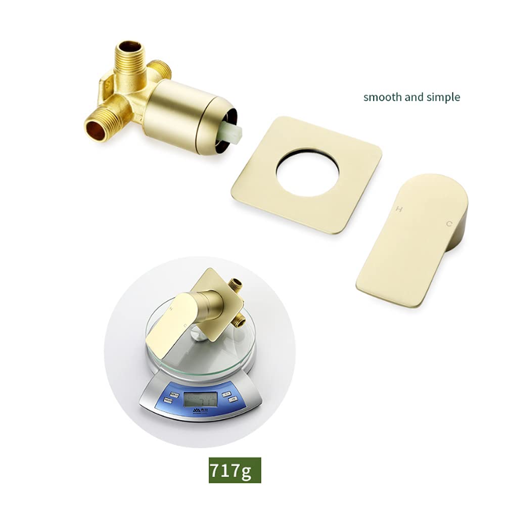Wandmontage Waschbeckenarmatur Gold – 2-Loch Einhebel, Massives Messing, Mit Rough-in-Ventil