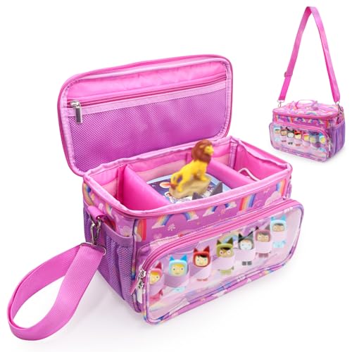 for Tonies Carrying Case, Toniebox Case for Tonies Figures,Tonie Characters, Tonies Storage and Organizer with Shoulder Strap,Tonies Box Starter Set,Tonies Headphones,Charging Station Bag (Pink)