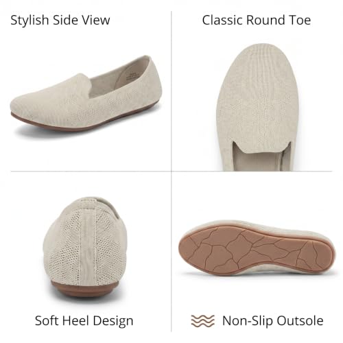 Image of Puxowe Women's Ballet Flats Breathable Knit Slip On Comfortable Round Toe Walking Shoes with Arch Support Insole for Work