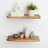 WELLAND 16' Cedar Natural Edge Floating Shelf Set of 2, Rustic Style Wall Shelves