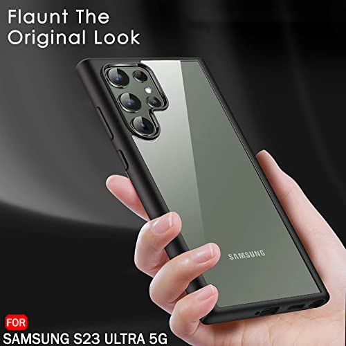 Image of TheGiftKart Ultra-Hybrid Shockproof Back Cover Case for Samsung Galaxy S23 Ultra 5G | Camera Protection Bump | Hard Cover Case for Samsung S23 Ultra (PC & TPU, Crystal Clear Back, Black Sides)