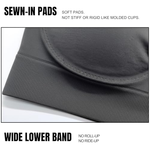 Sports Bra Sewn in Pads - Non Removable Padded Bralette for Women, Strappy Bra 2-Pack - Image 5