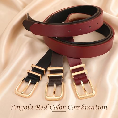 Image of XZQTIVE 3 Pack Women Belts For Jeans Dresses Pants Ladies Leather Waist Belt with Gold Buckle