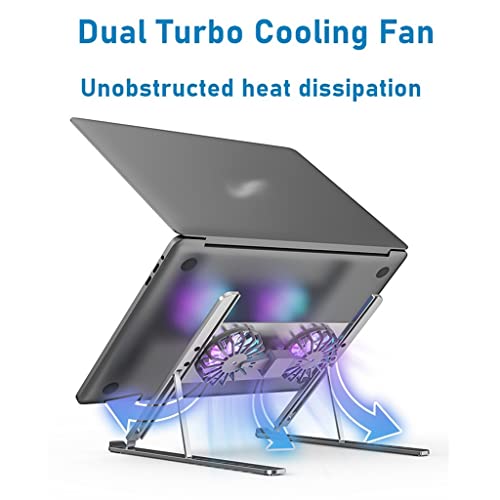Base ajustable para laptop de aluminio con ventilador miniatura 6
