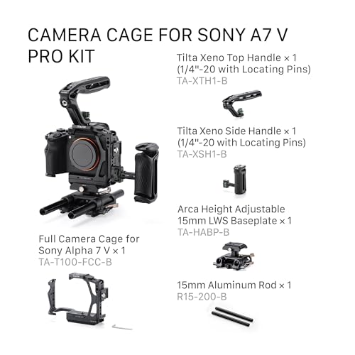 Tilta Camera Cage Pro Kit for Alpha 7V, A7V, A7IV, A7R V | Xeno Top Handle | Adjustable Side Handle | HDMI Cable Clamp | Arca-Swiss Baseplate | 15mm LWS Rod Support | 1/4"-20 & 3/8"-16 Mount | Black by Tilta - Used condition - Image 9
