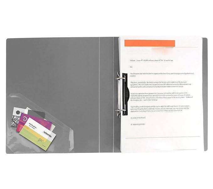 Image of 2D Ring Binder File,Plastic File Folder Legal Size Tough & Durable Ring Binder (A /4 2D RING BINDER GREY - 2)