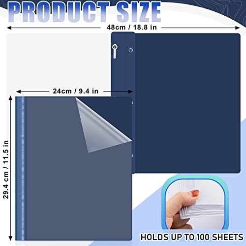 48 Pieces Clear Front Report Covers Plastic Presentation Folders Resume Portfolio Folder Paper Binder With 3 Prongs For Presentation Document School Office (Navy Blue) #TOP1