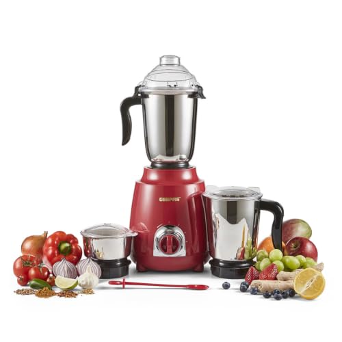 GEEPAS 600W 3-in-1 Mixer Grinder 3 Speed Dry & Wet Fine Grinding Mixing Red