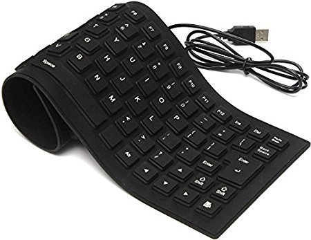 USB Wired Flexible Silicone Keyboard Rollup Waterproof Black | Roll-Up Design, Waterproof Silicone, Plug & Play USB, Portable & Compact, Spill Resistant-image-38