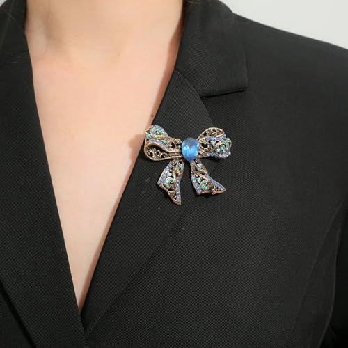 Image of Rhinestone Bow Brooch Vintage Crystal Large Bowknot Brooches for Women Brooch Pin Wedding Fashion Jewelry Accessories,Women Gift