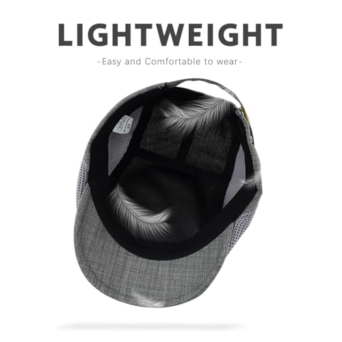 Image of Men's Cotton-Hemp Blend Newsboy Cap - Lightweight Summer Flat Cap for Driving & Outdoor Style