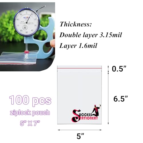 Image of Success Stationery 5 X 7 inch 100 Pieces Premium Ziplock Bags Freezer /Microwave Safe Ziplock Pouch Fridge Food Vegetable Storage Bags Re-Usable, Washable, Transparent BPA Free