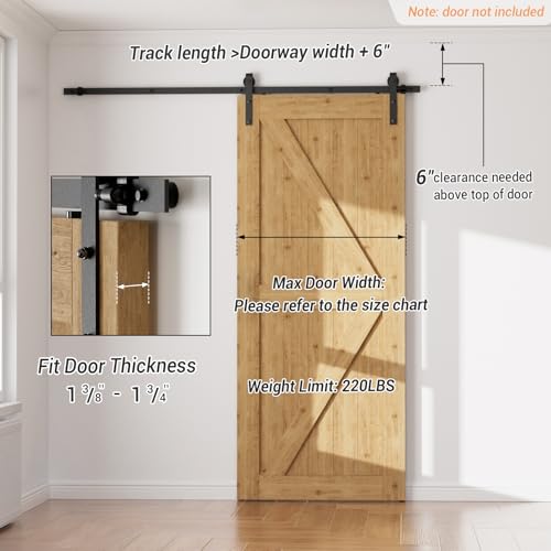 CCJH Barn Door Hardware Kit 4FT Sliding Track Heavy Duty for Single Max 24'' Wide Door Panel by CCJH - Image 4