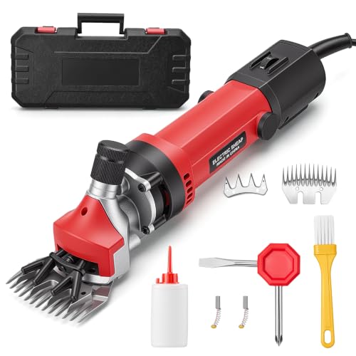 Esquiladora Eléctrica para Ovejas 850W, Esquiladora Profesional | Motor Cobre 850W, 0–2800RPM, 6 Velocidades, Silencioso 85dB, 2 Cuchillas, Frasco Aceite, Maletín