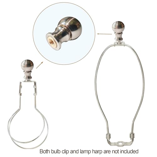 Image of Silver Lamp Finials 2-Pack, 1 /4-27 Thread | Solid metal silver plated finish. Includes nut cap & harp adapter. For table lamps, floor lamps, home lighting. Easy install.