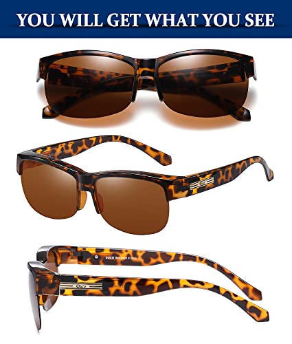 DUCO Fit Over Glasses Unisex Wraparound Glasses Fashion Rimless Wear Over Glasses Polarized Sunglasses for Men and Women 89603