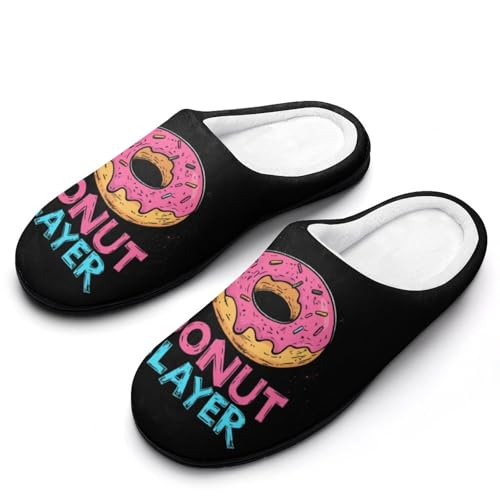 Snack Donut Women's Cotton Slippers Indoor Outdoor Slip-on Warm House Shoes with Anti-Skid Rubber Sole