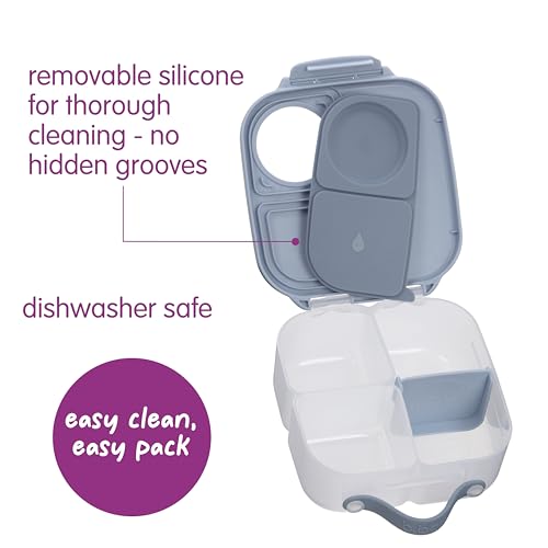 Image of b.box Mini Lunch Box Kids | 4.25 Cup Leak Proof Bento Box for Kids Ages 3+ | 3 Compartment Snack Containers, School Lunch Container, Dishwasher Safe, BPA-Free, PFAS-Free - Chill Out